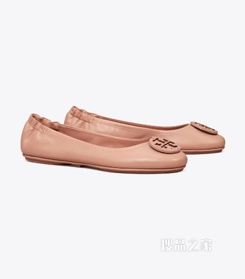 Minnie 皮革 Logo 旅行芭蕾舞平底鞋 绣线菊/绣线菊