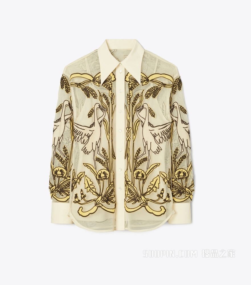 棉质薄纱衬衫 晨鹤