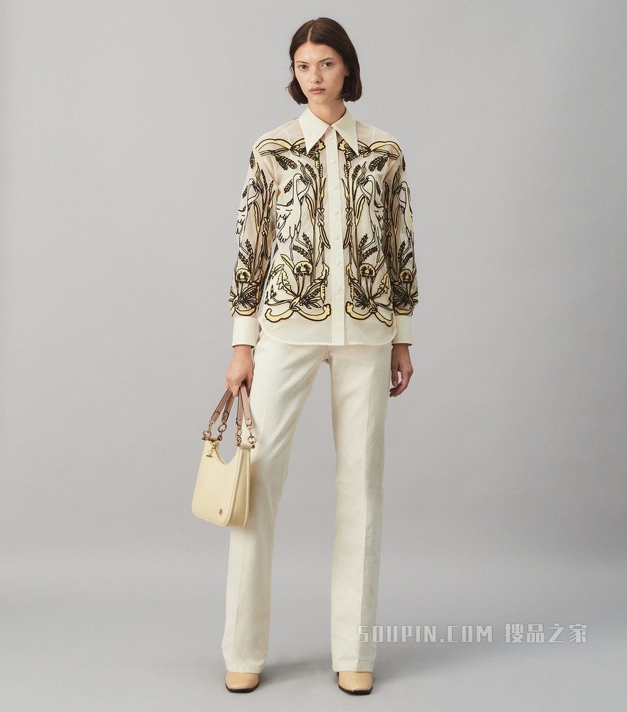 棉质薄纱衬衫 晨鹤