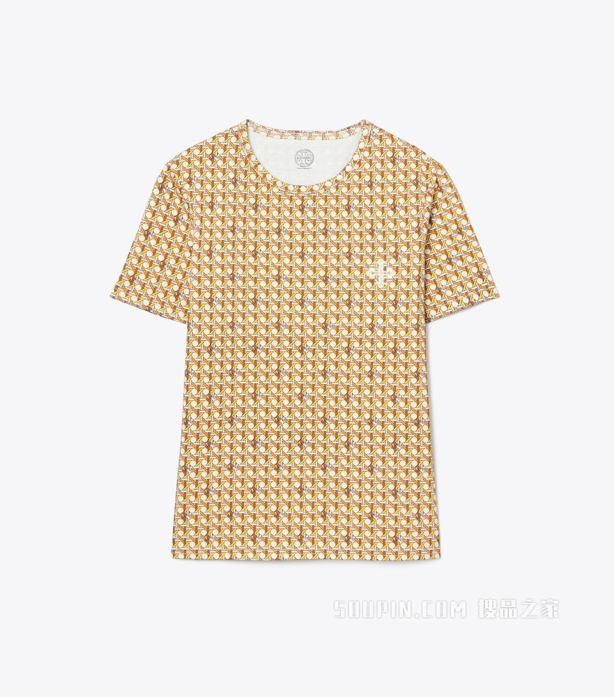 Basketweave T 恤 提篮编织酪乳色