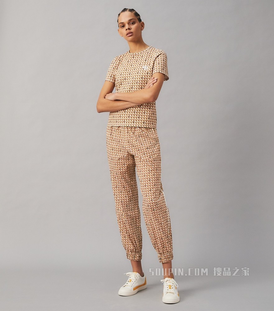 Basketweave T 恤 提篮编织酪乳色