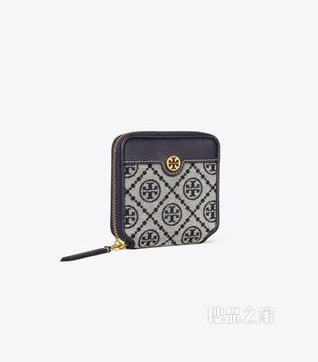 T Monogram 提花双折钱包 蓝色
