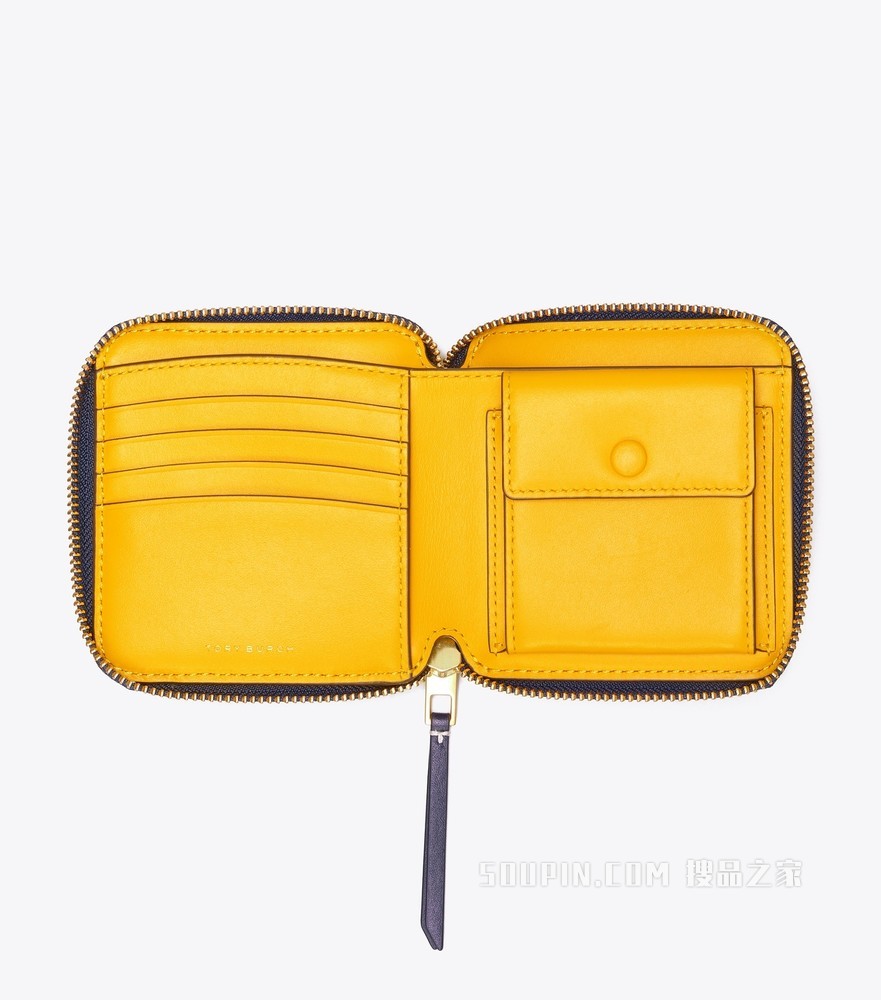 T Monogram 提花双折钱包 蓝色