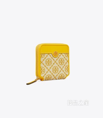 T Monogram 提花双折钱包 黄色