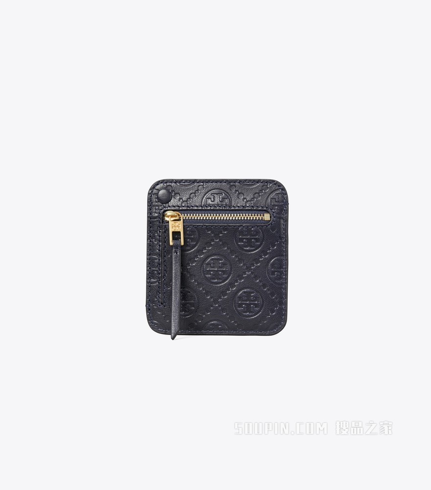 T Monogram 皮革卡包 午夜黑