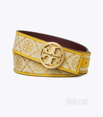 T Monogram 提花腰带 黄色