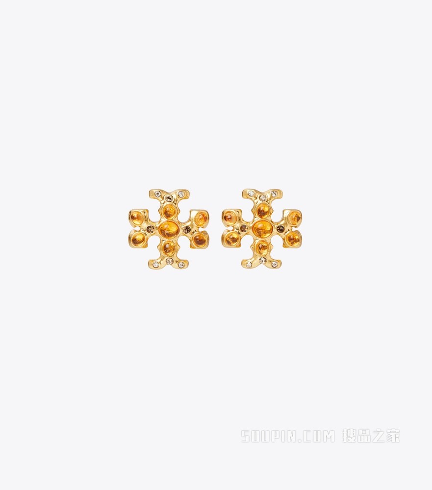Roxanne 耳钉 轧制金/蜜色黄玉