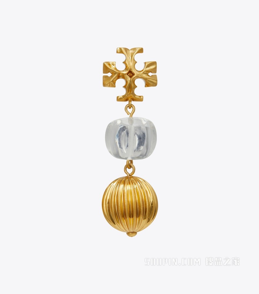Roxanne 小号双吊坠耳环 轧制金/透明色