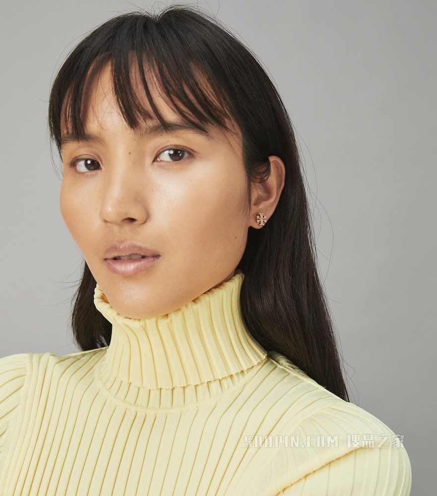 Kira Pavé 耳钉 黄色