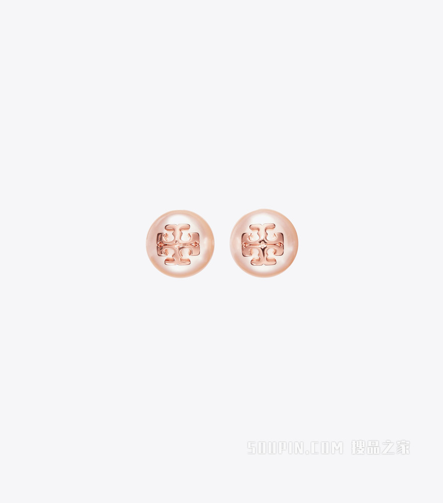珠式 Logo 耳环 玫瑰色/玫瑰金