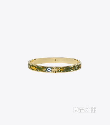 Kira 印花珐琅手镯 Tory 金/水仙花缎带