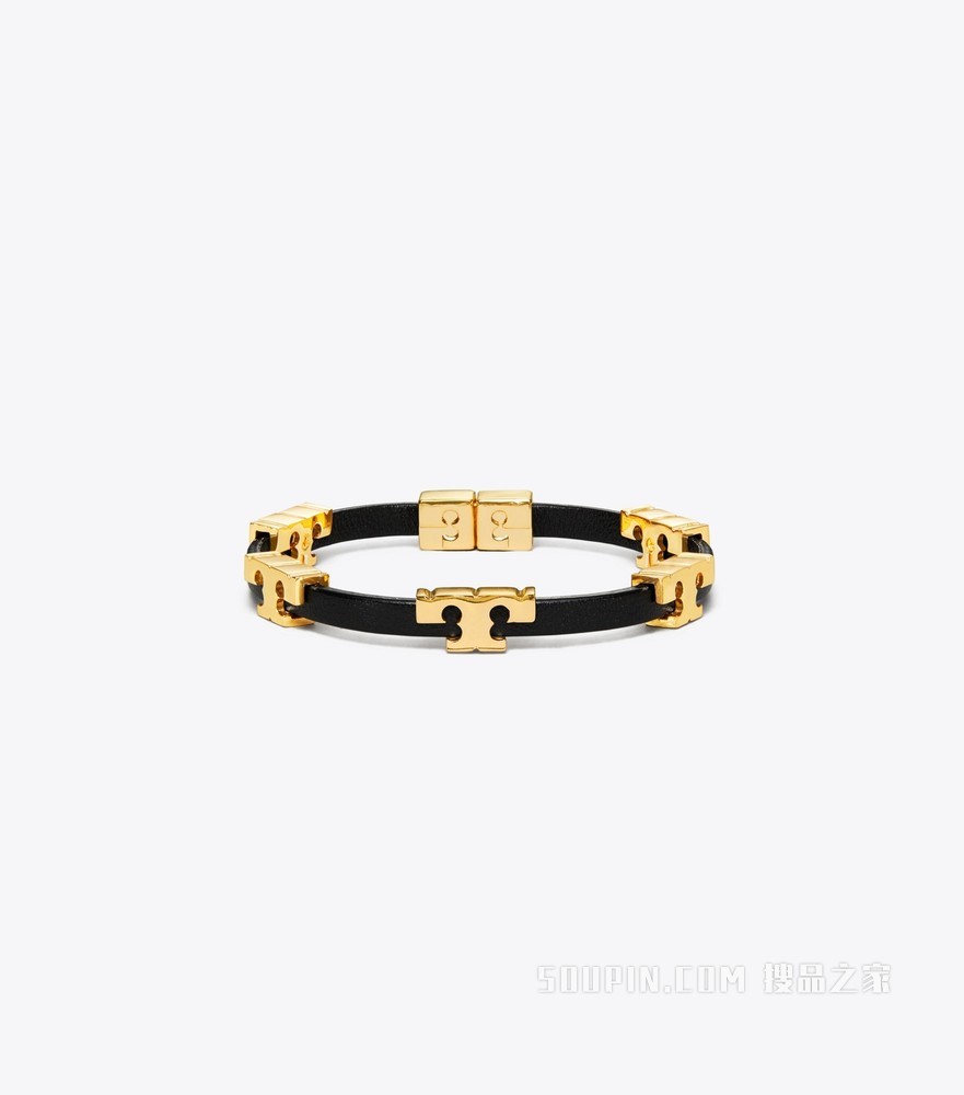 Serif-T Single-Wrap 手镯 Tory 金/黑色/黑色