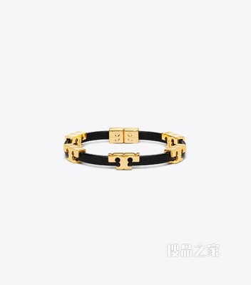Serif-T Single-Wrap 手镯 Tory 金/黑色/黑色