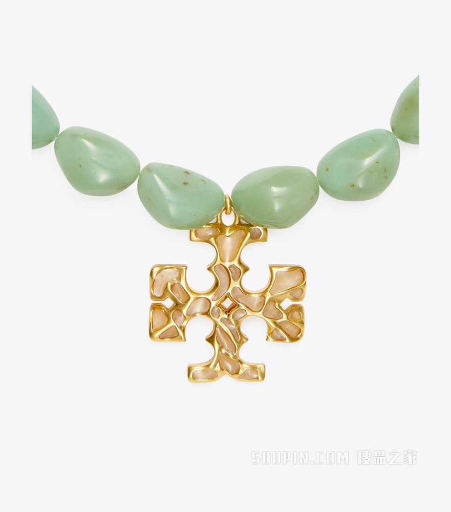 Roxanne Statement 项链 轧制黄铜/旋转薄荷绿