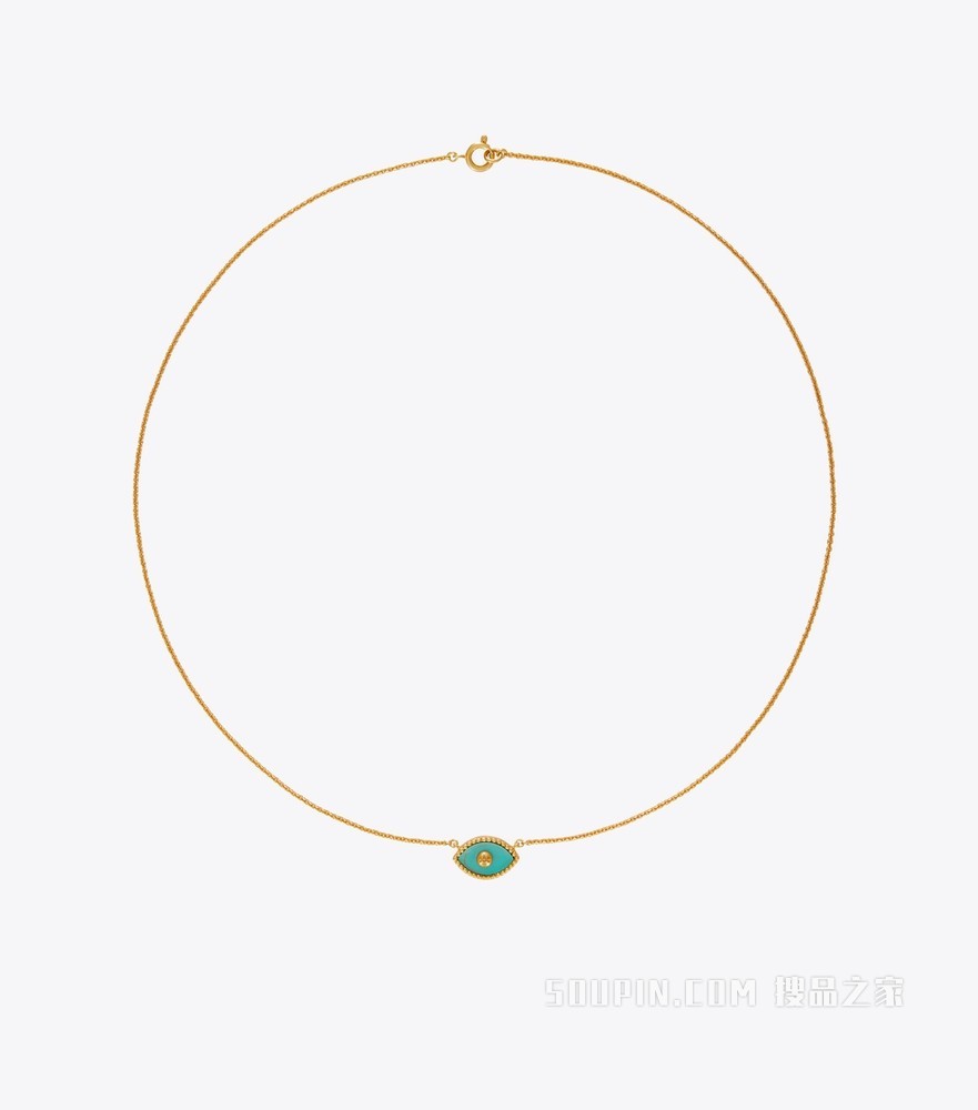 Evil Eye 吊坠项链 轧制黄铜/绿松色白纹石