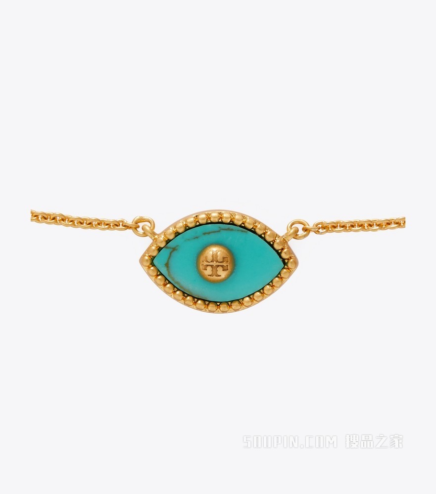 Evil Eye 吊坠项链 轧制黄铜/绿松色白纹石