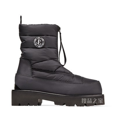 KAI FLAT 黑色填充尼龙雪地踝靴