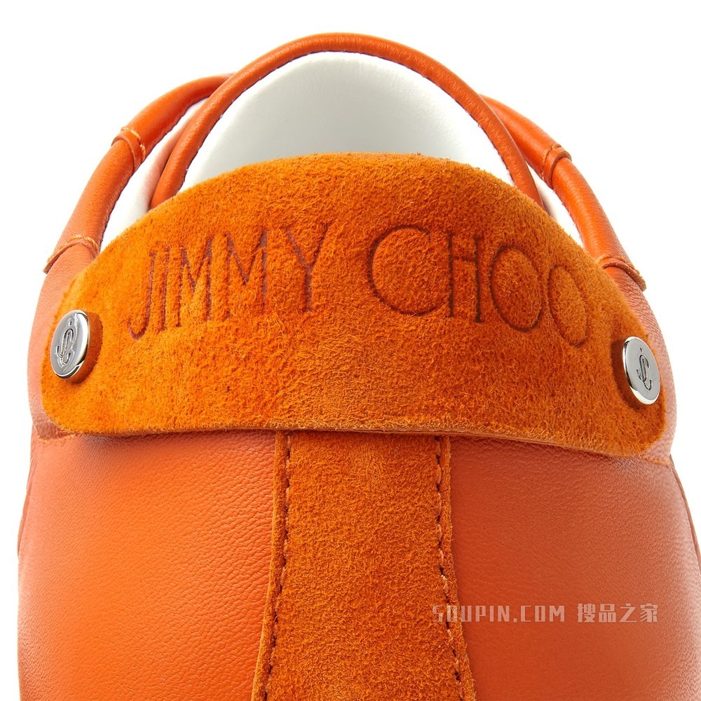 ROME/F 琥珀橙色皮革拼 JC 字母压纹面料低帮运动鞋