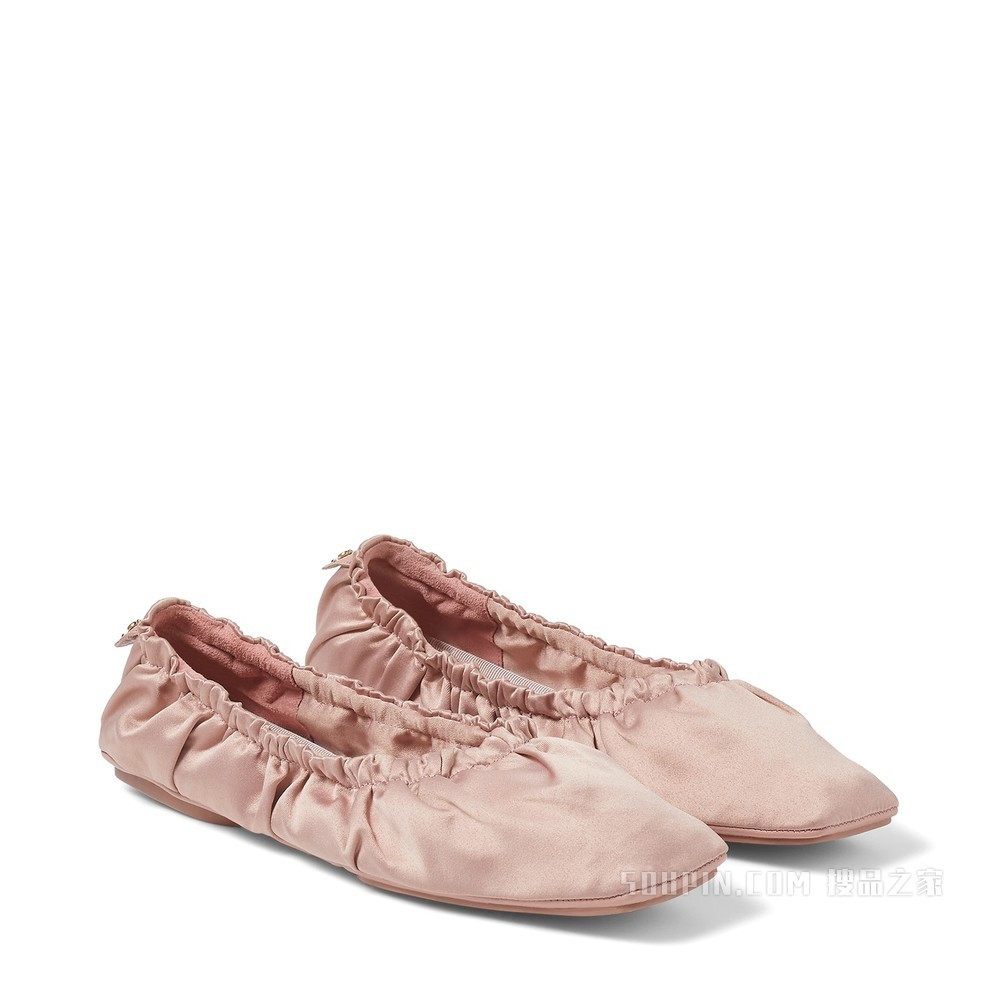 BARDO FLAT 黑色缎面芭蕾平底鞋