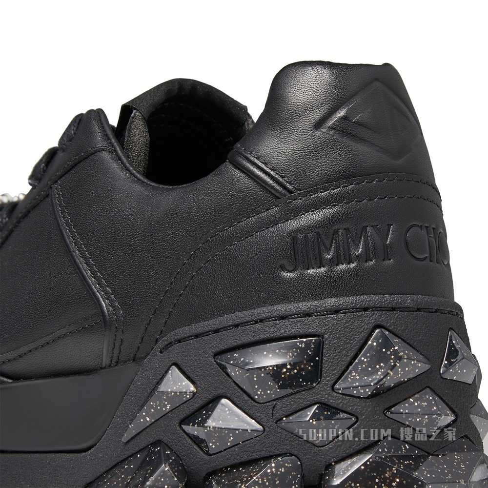 DIAMOND X STRAP/F 水晶饰带纯黑色小牛皮低帮运动鞋