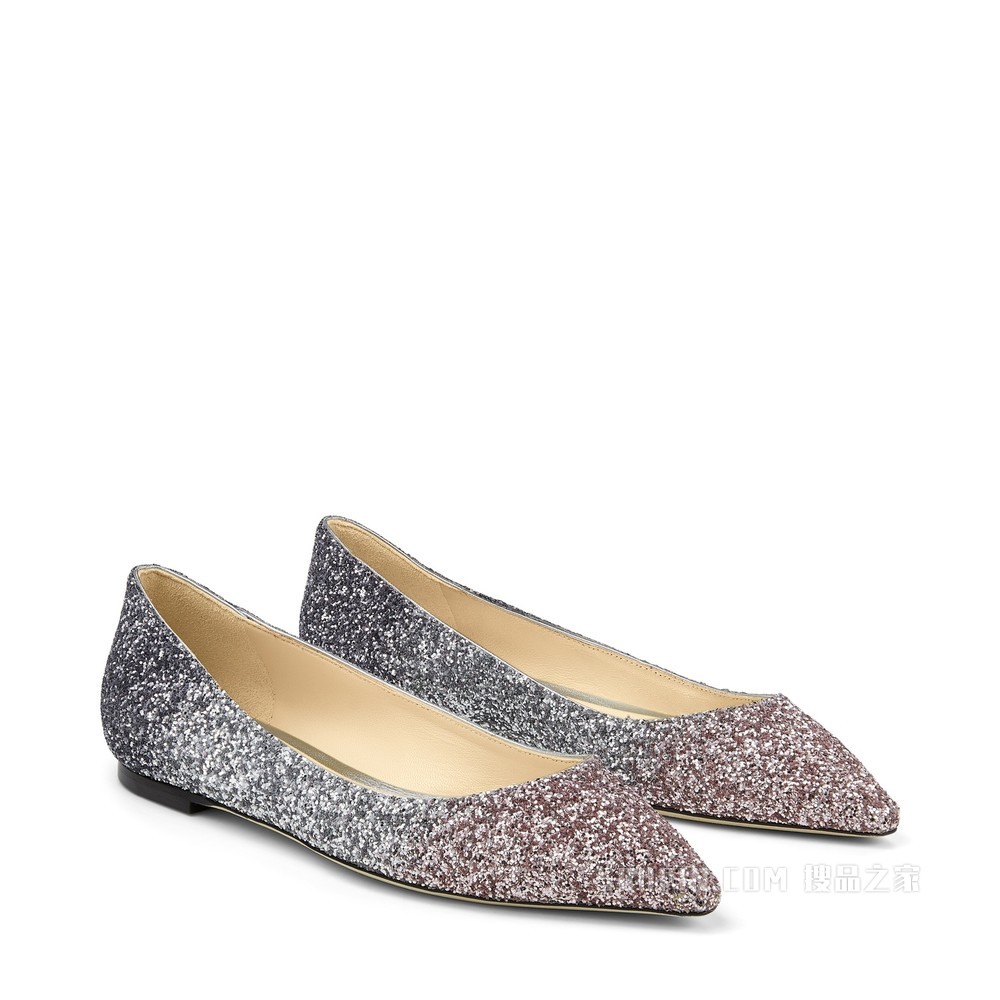 ROMY FLAT 金属闪粉渐变尖头平底鞋
