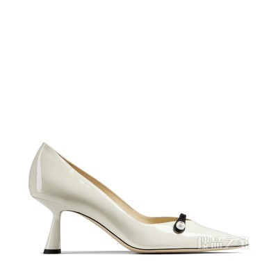 ROSALIA 65 珍珠装饰黑色漆皮尖头高跟鞋