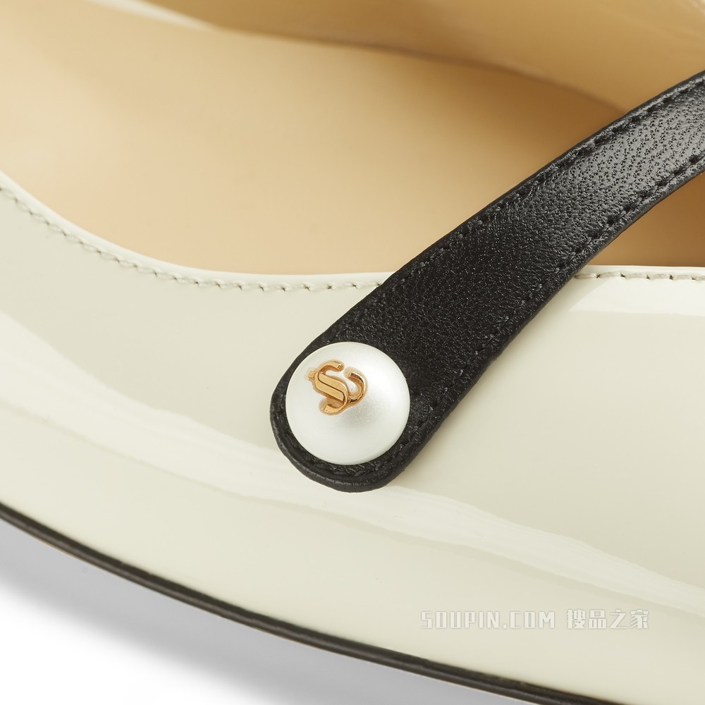 ROSALIA FLAT 珍珠装饰芭蕾粉色漆皮平底鞋