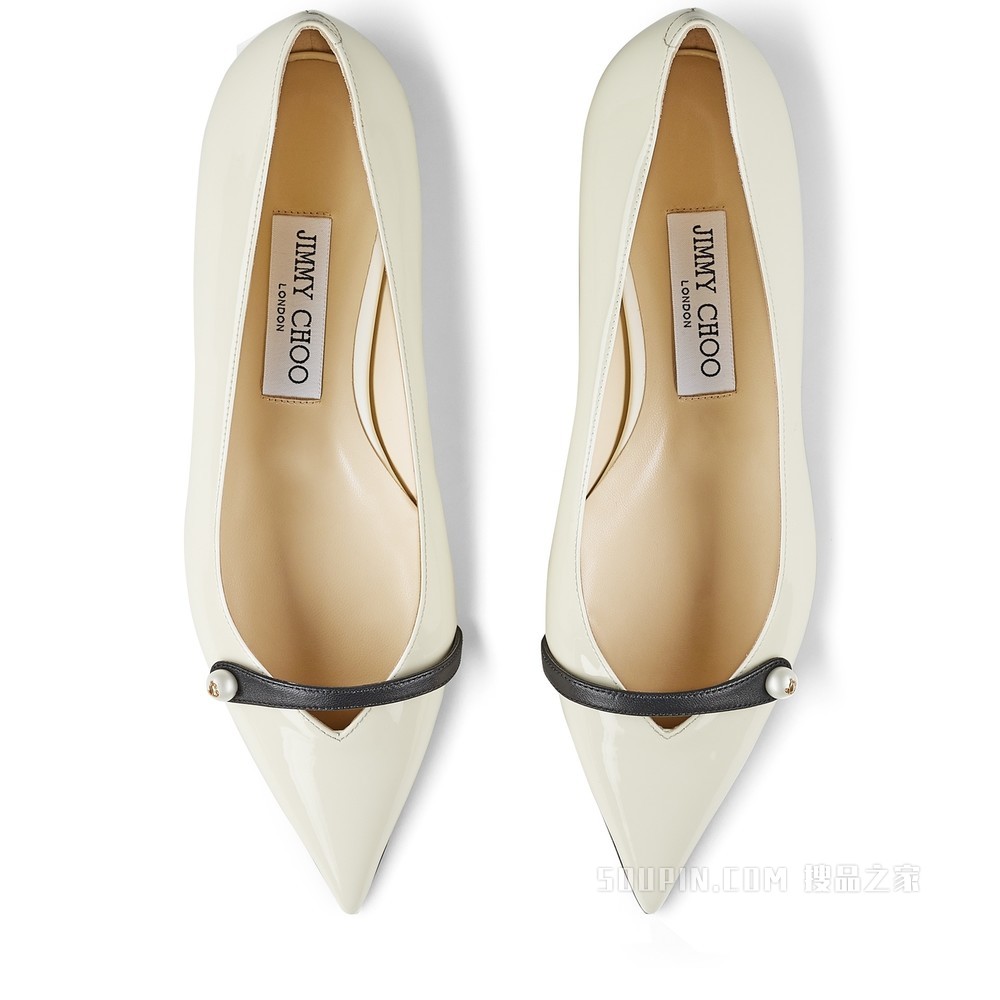 ROSALIA FLAT 珍珠装饰芭蕾粉色漆皮平底鞋