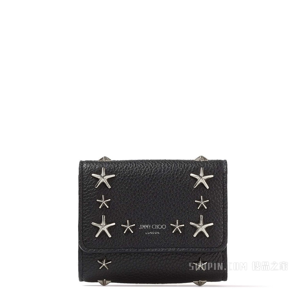 JC MICRO CLUTCH 星饰黑色软粒纹小牛皮迷你包