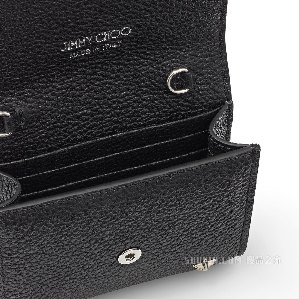 JC MICRO CLUTCH 星饰黑色软粒纹小牛皮迷你包