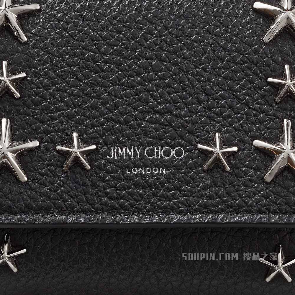 JC MICRO CLUTCH 星饰黑色软粒纹小牛皮迷你包