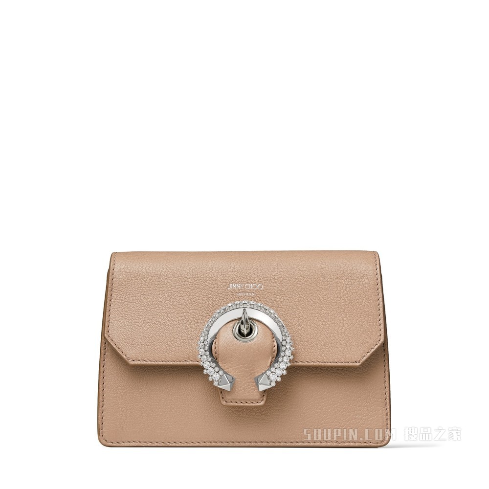 MADELINE CROSSBODY 芭蕾粉色山羊皮水晶扣斜挎包
