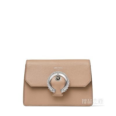 MADELINE CROSSBODY 芭蕾粉色山羊皮水晶扣斜挎包