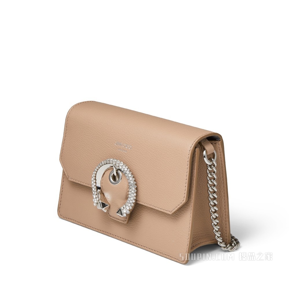 MADELINE CROSSBODY 芭蕾粉色山羊皮水晶扣斜挎包