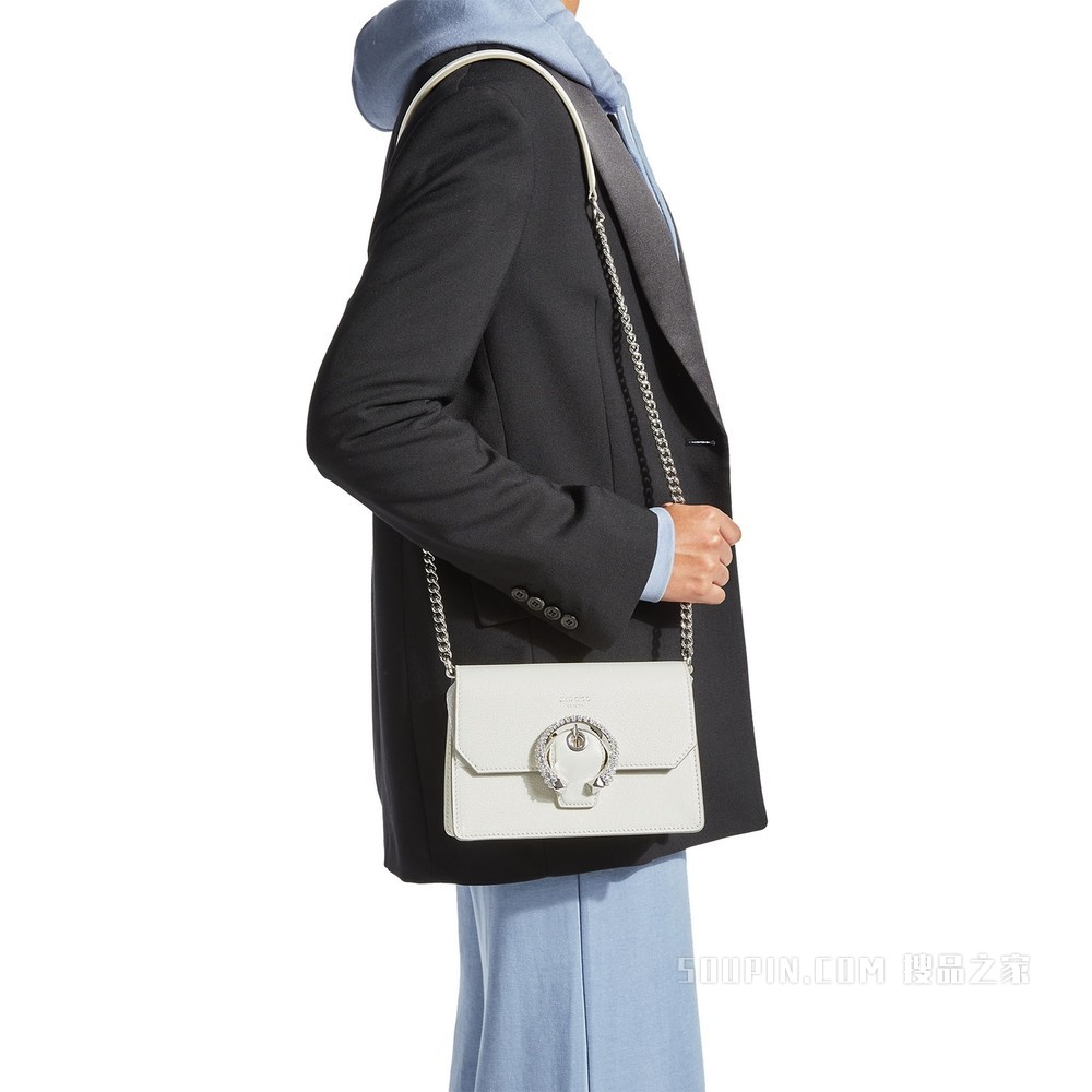 MADELINE CROSSBODY 芭蕾粉色山羊皮水晶扣斜挎包