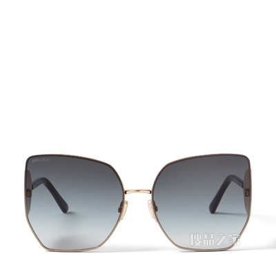 RIVER/S 61 银色闪粉嵌条装饰玫瑰金色大框太阳镜