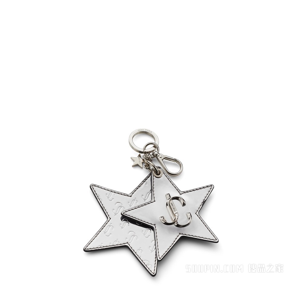 JC STAR KEYRING 银色 JC 字母压纹反光面料钥匙环