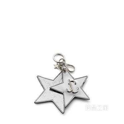 JC STAR KEYRING 银色 JC 字母压纹反光面料钥匙环