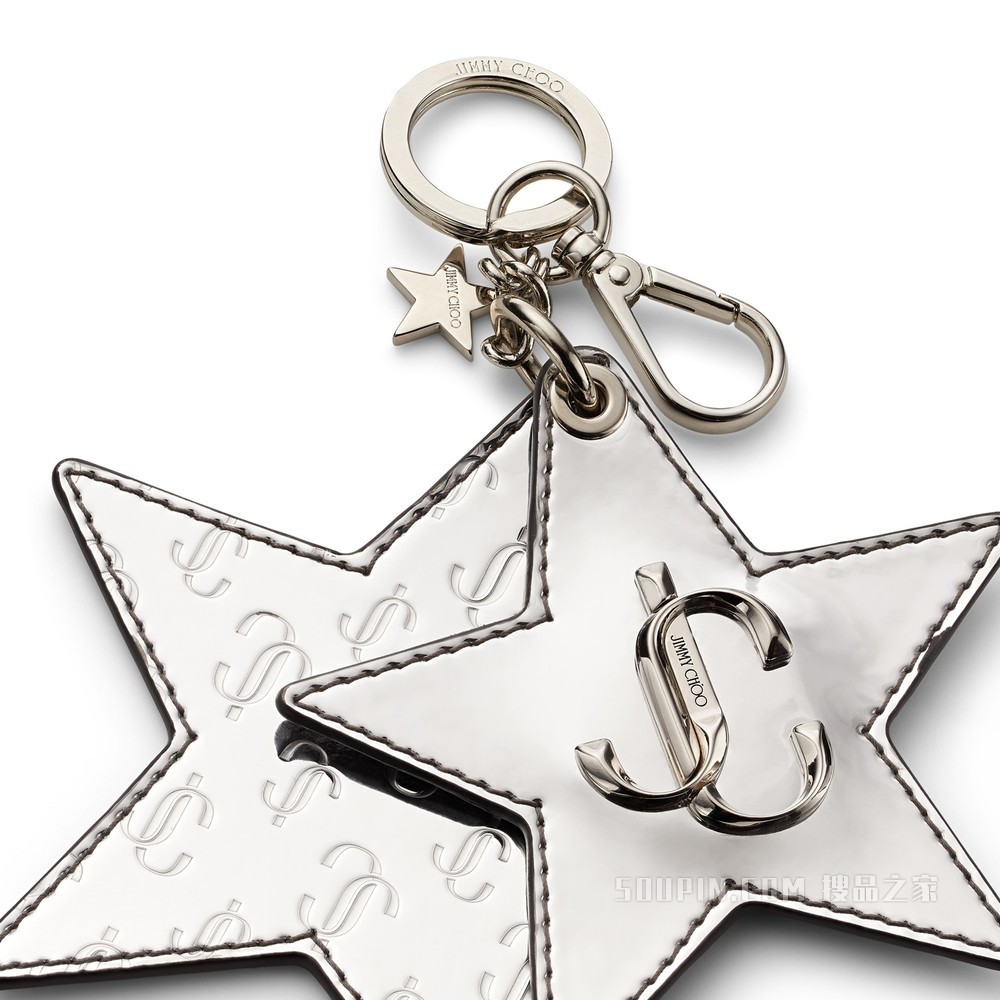 JC STAR KEYRING 银色 JC 字母压纹反光面料钥匙环