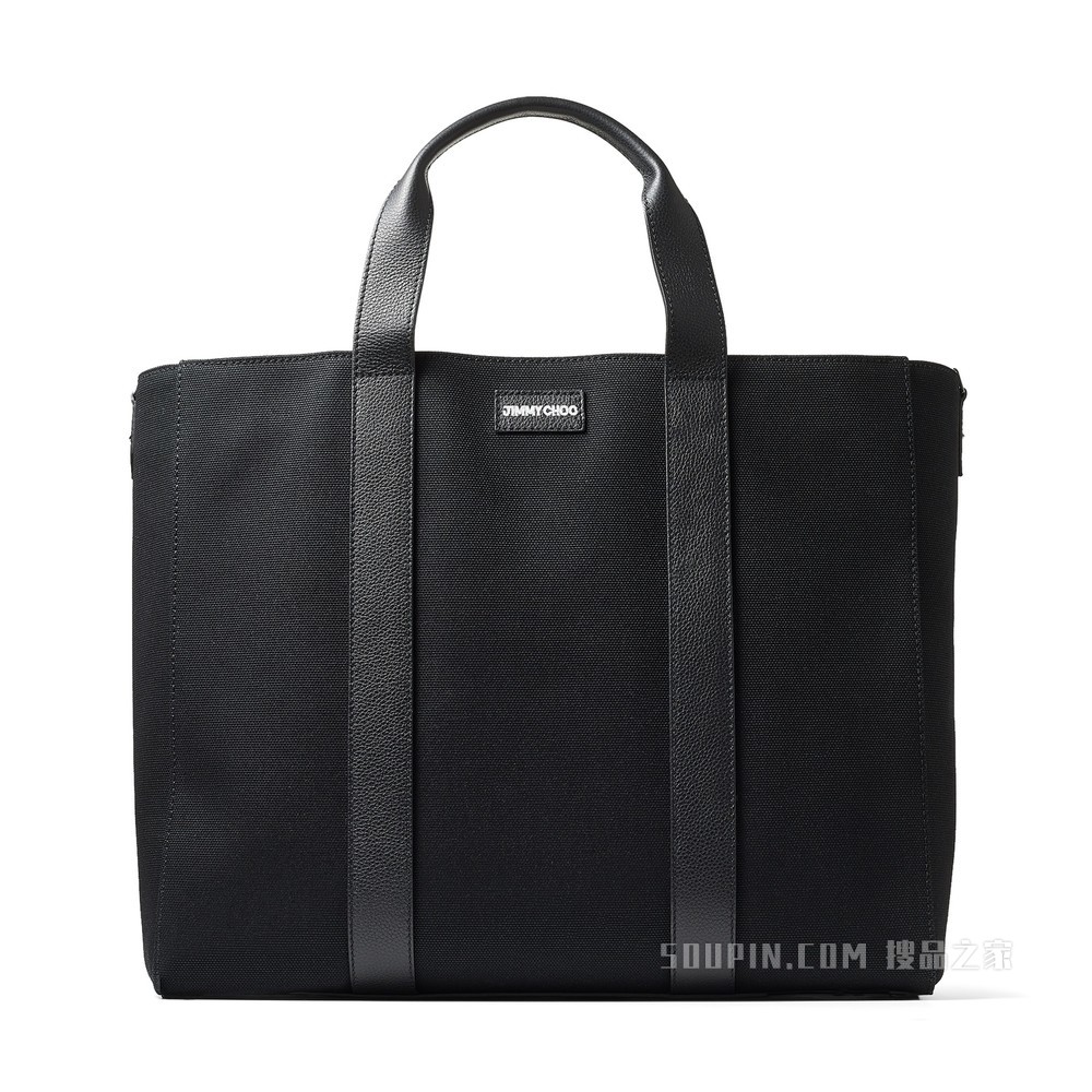 JC / ERIC HAZE SHOPPER TOTE/L 黑色帆布拼皮革托特包