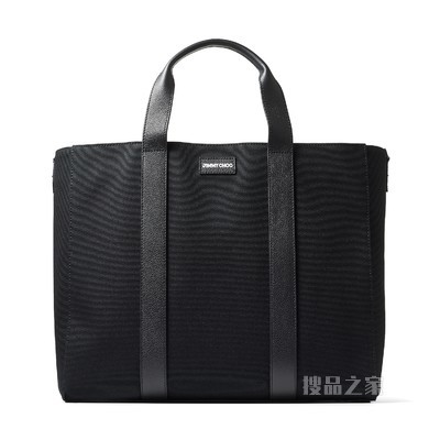 JC / ERIC HAZE SHOPPER TOTE/L 黑色帆布拼皮革托特包