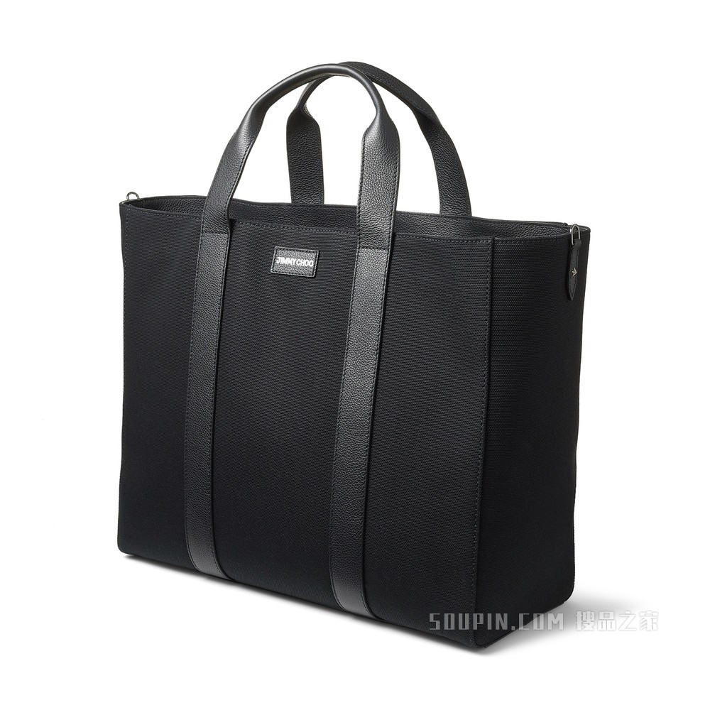 JC / ERIC HAZE SHOPPER TOTE/L 黑色帆布拼皮革托特包