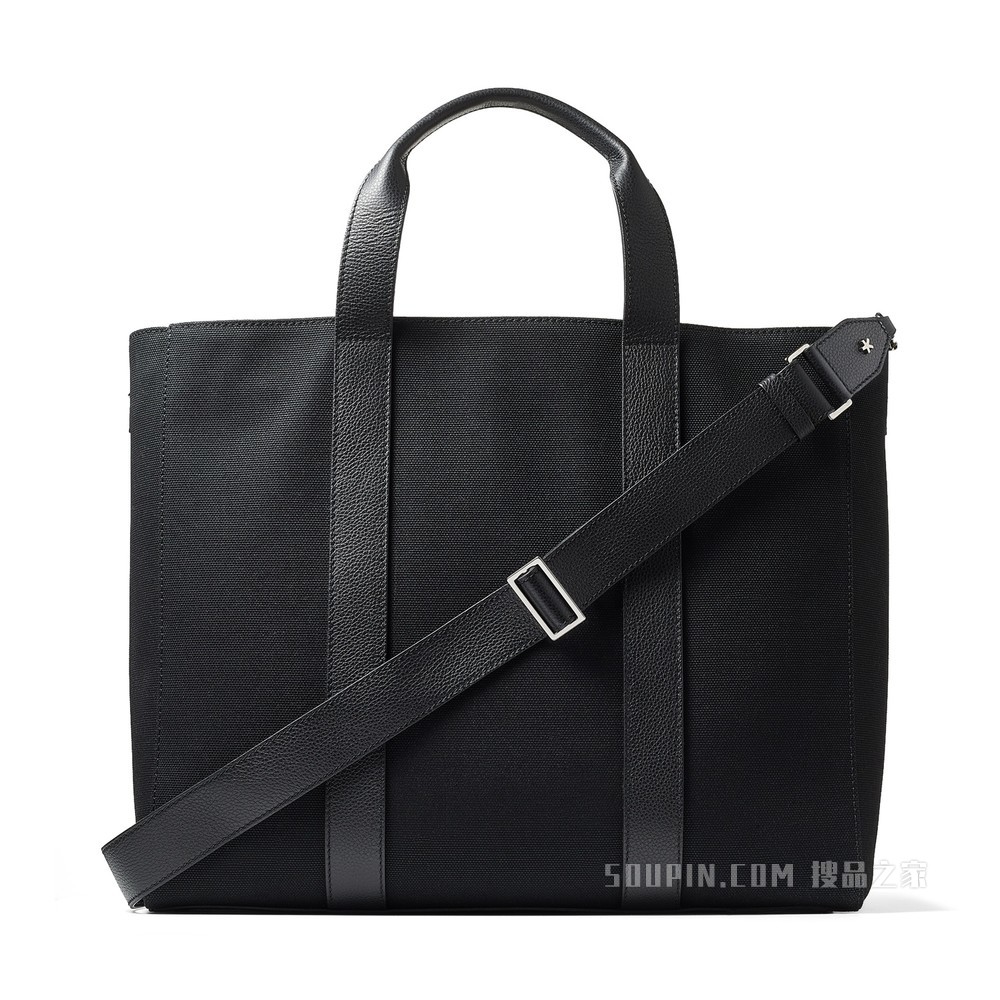 JC / ERIC HAZE SHOPPER TOTE/L 黑色帆布拼皮革托特包