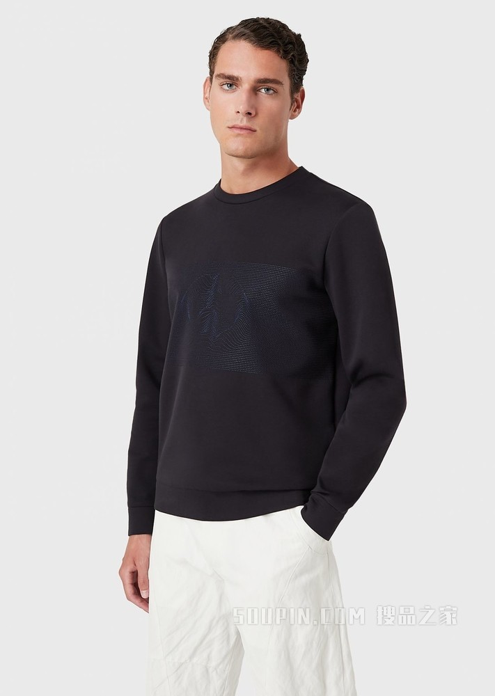 撞色3D刺绣卫衣 | Giorgio Armani