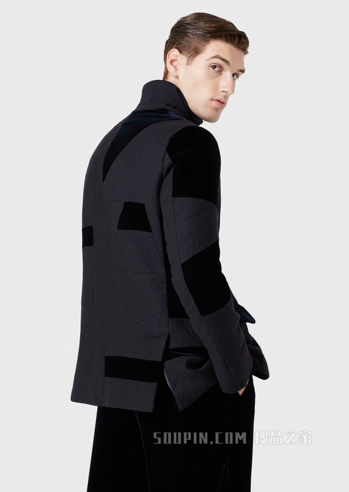 单排扣羊毛休闲西装棉服 | Giorgio Armani