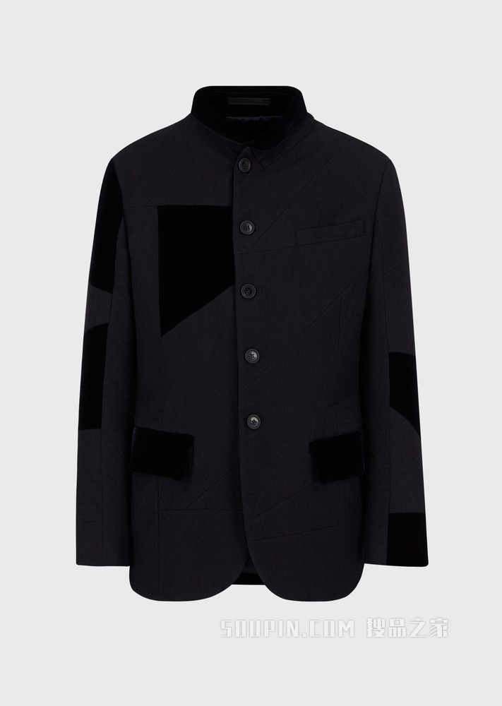 单排扣羊毛休闲西装棉服 | Giorgio Armani