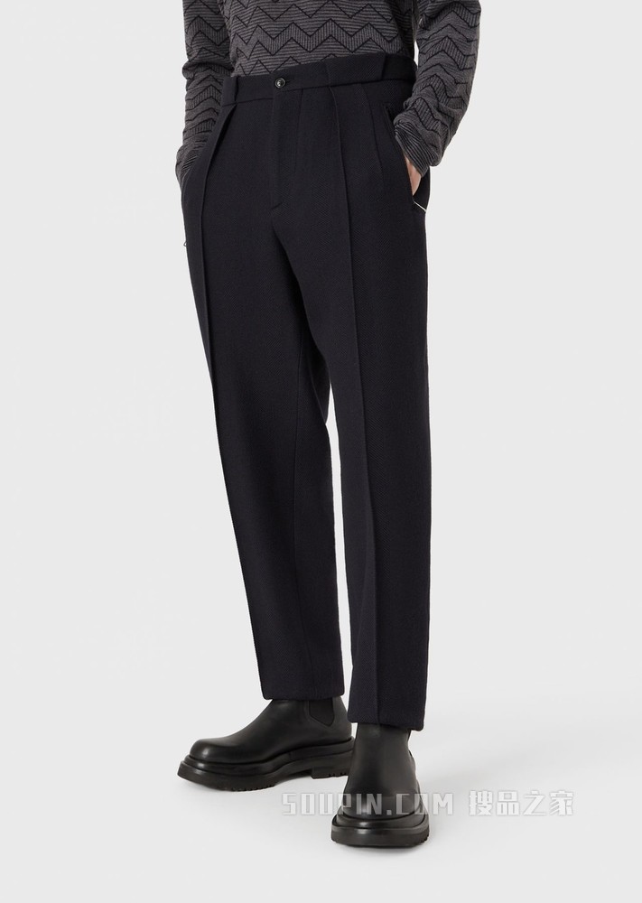 人字纹图案休闲裤 | Giorgio Armani