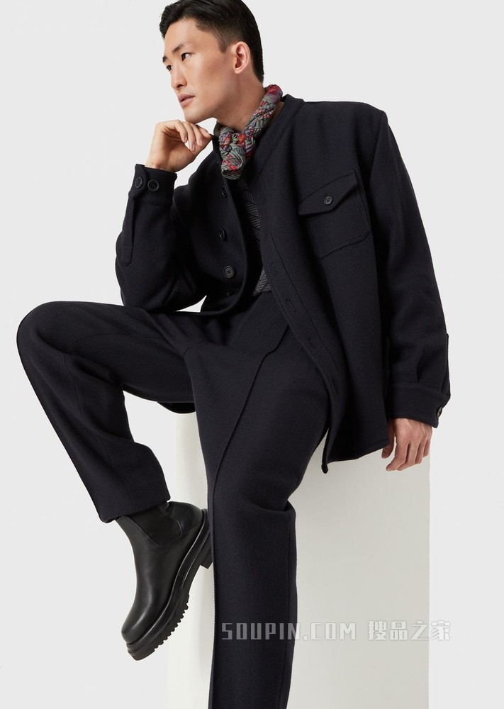 人字纹图案休闲裤 | Giorgio Armani