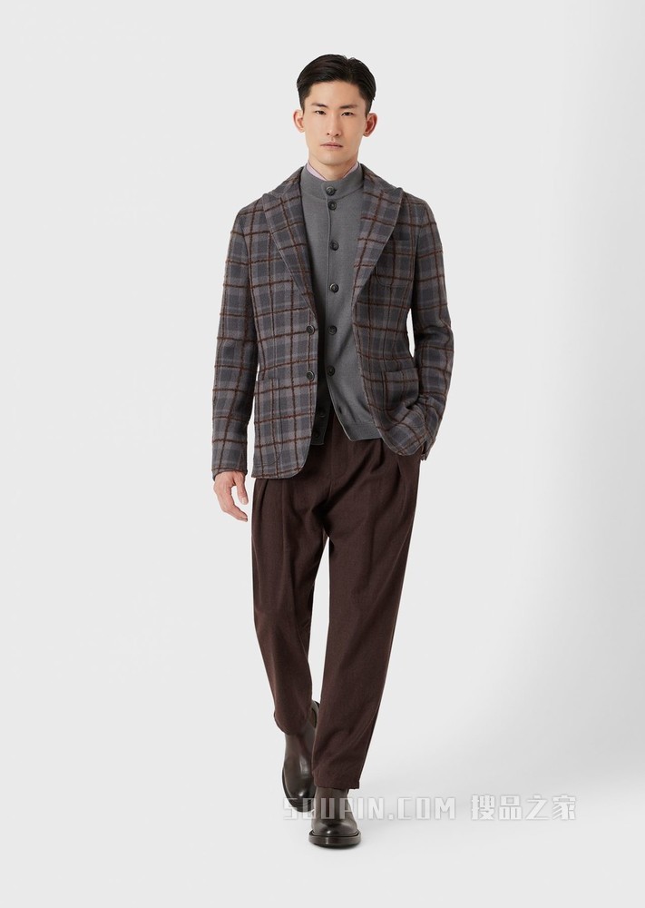 胡歌同款格纹纽扣休闲西服 | Giorgio Armani