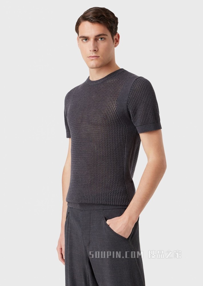 简约网格针织衫 | Giorgio Armani